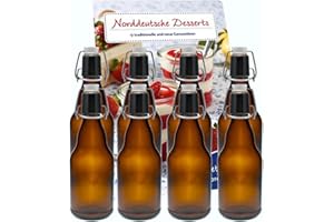 hocz 6er Set Bügelflaschen Bügelflasche Glasflaschen 330ml Braun mit Bügelverschluss zum Selbstbefüllen Bier Bierflaschen Bierflasche