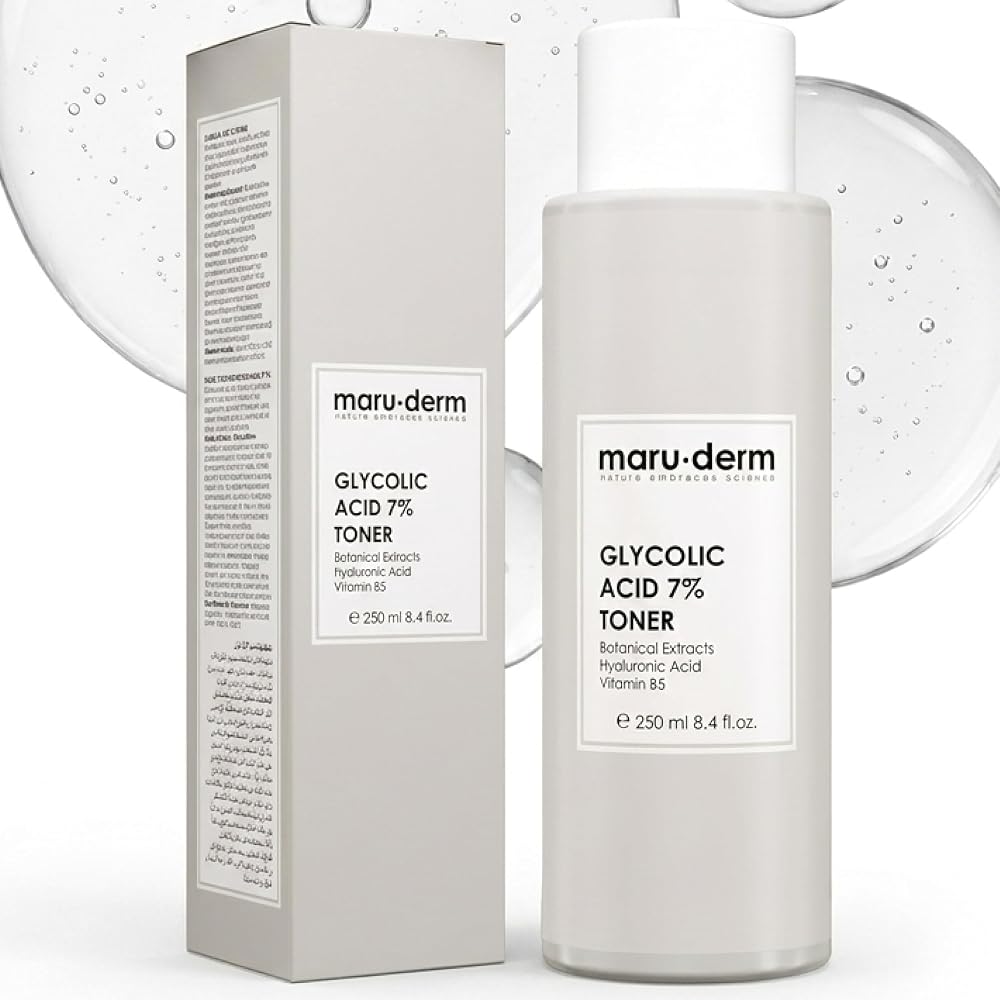 Maruderm Glikolik Asit%7 Aydınlatıcı ve Leke Görünümü Karşıtı Tonik – Meyan Kökü & Hyaluronik Asit ile Pürüzsüzleştirici Peeling Tonik, 250 ML