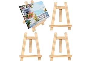 YAKLEE Wooden Mini Easel4Pcs 15 x 20 cm Small Easel Stand Tabletop Easel Art Display Stand, Wooden Tabletop Easel Artist Triangle Easels Table Top Easel for Painting Wedding Display
