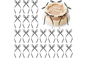 KILDOWS 20 Pièces Cake Topper avec Noeud, Noir Noeud Décoration de Gâteau pour Mariage, Fête de la Mariée, Anniversaire, Commémoration, Saint Valentin