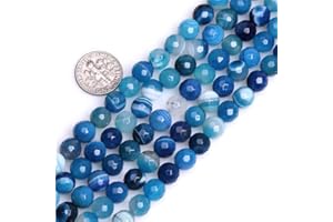 GEM-INSIDE CREATE YOUR OWN FASHION Sweet & Happy Girl's store8mm facettierte Edelstein-Blau Banded Achat Perlen Stränge 15 Zoll Schmuckherstellung Perlen