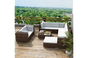 Tidyard Set Divani da Giardino 32 pz in Polirattan,Divano da Soggiorno,Salotto e Ufficio Stile Classico Marrone