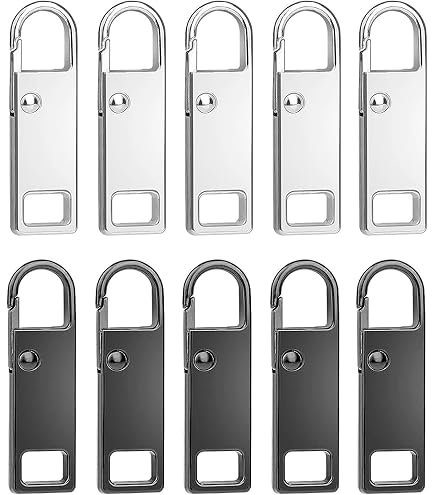20pz Cursore Cerniera, 2 Stili Cursore Cerniera Ricambio Zipper Pull Riparazione Zipper Puller Prolunga per Cavo Fissatore per Riparazioni per Abbigliamento Zaino Giacche Pantaloni Stivali