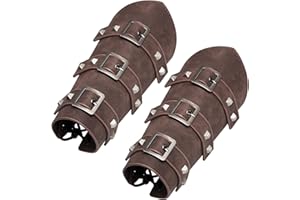 jerbro 1 Pair Medieval Bracers Viking Leather Buckle Bracers Handmade Retro Arm Guard Bracelet Costume Accessory for Halloween Cosplay Carnival