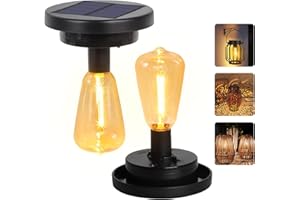 NEWNEN Solar Lights Replacement Top Panel Lantern: 7cm Warm White Replacement Solar Light Top with Bulb Lights for Lantern Outdoor Garden 2Pack