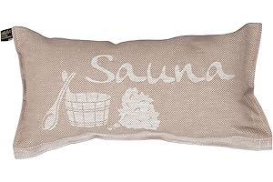 JOKIPIIN PELLAVA Jokipiin | 1 cojín de Sauna Favorito cojín de Viaje | Diseño: Sauna | Dimensiones: 40 x 22 cm, Lino y algodón | Libre de sustancias nocivas Ökotex 100 | Fabricado en Finlandia (Beige/Blanco)
