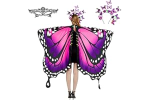 plainshe Butterfly Wings, Fairy Wings for Adults, Butterfly Costume, Halloween Costumes for Women, 3PCS Butterfly Cape Set.