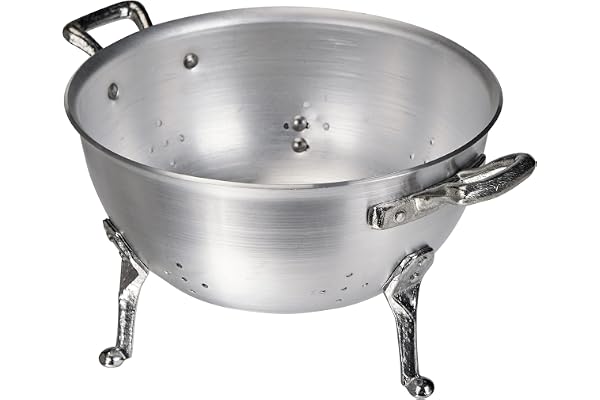 Pentole Agnelli Passoire à 3 Pieds, en Aluminium BLTF, avec 2 poignées en Acier Inoxydable, Argent 20 cm Argent