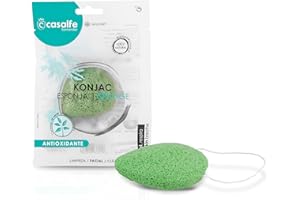 Casalfe Esponja Natural Facial Konjac 100% Biodegradable para Exfoliación Suave - Contiene Té Antioxidante, Verde