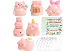 Auzlya 18-teiliges Set Glücksschweinchen Figuren rosa,Glücksschweinchen Neujahrsgeschenke,mit 6 Neujahrskarten+6 Organzasäckchen,Glücksbringer Silvester 2026,Neujahrsglücksbringer,für Silvester Deko