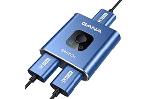 GANA Commutateur HDMI bidirectionnel 4K @ 60 Hz, en Aluminium 2 en 1 Sortie, hub HDMI Manuel Compatible avec Xbox PS5/4/3 Lecteur Blu-Ray Fire Stick Roku, Noir (Prend en Charge 1 écran à la Fois)
