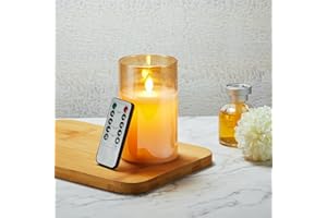 Koelaa Candele a Batteria, Candele LED, Candela in Vetro Oro Senza Fiamma, Candele Telecomandate, Candele Flickering Flameless, Candele per Festivals Decoration, Natale Decorazioni-7.5 * 12.5cm