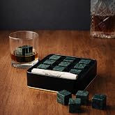 Perlotus Granite Vintage Whiskey Stone Metal Box, Natural, Cools Without Dilution (9 Pieces) New Year's Gift