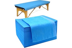 Disposable Massage Table Sheet,Xiaozhifu 100Pcs Non-Woven Disposable Sheets for Massage Table, Disposable Sheets for Salon, Spa Club,Hospital Beds,Tattoo Club,Massage Table,80 x 180 cm(Blue)