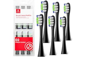 Oclean Recambios Cepillos Professional Clean B06, Adpto para todos oclean cepillos eléctricos para adultos, Cerdas DuPont™ certificadas por la FDA, Cabezal del cepillo en forma de W, 6 Piezas, Negro