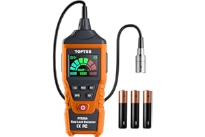 Détecteur de Gaz Naturel, TopTes PT520A Détecteur de Fuites de Gaz avec Une Sonde Flexible de 43,5 cm, pour Les Fuites de Gaz comme Le Propane, Le Gaz Naturel, Le Méthane (3 Piles Incluses) - Orange