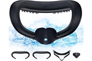 DESTEK Kühl-Gesichtspolster für Oculus Quest 2 – Mit 2X EIS-Silk Gel-Kissen für ultimativen Komfort – Inklusive Gesichtspolster und abnehmbarem Nasenschutz für Lichtblockierung