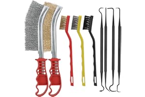 Nadinsta 12 Pièces Brosses Métalliques en Acier Inoxydable Laiton Carbone Nylon, Ensemble de Brosses Métalliques en Acier Inoxydable pour Décapage Rouille Contre Poussière Nettoyage de Soudure Slag