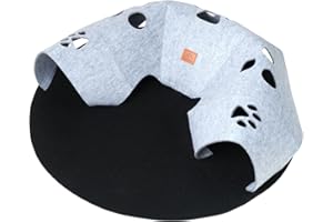 Pfotenolymp Tunnel Chat Feutre - Rond, Accessoire pour Chat D'intérieur - Lit pour Chat et Jeu en Un - Tunnel pour Chat, Jeux pour Chat, Tunnel en Feutre - Gris