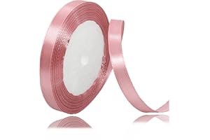 ALOHOVME Ruban Satin Doré Rose 10mm, 23 mètres Rubans de Tissu Couture Ruban Cadeau pour Décoration de Mariage, Emballage cadeau, Bouquet de fleurs, Artisanat DIY, Décoration gâteau d'anniversaire et Noël