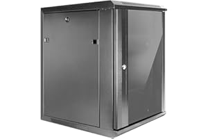 Aiten Data Armario Rack Mural 19" 15U Medidas 600 x 450 x 780 mm Montado con Accesorios: 1 Bandeja Fija, 2 Escuadras Laterales en L, 1 Ventilador de Techo de 120 mm, Tornillos y Llaves