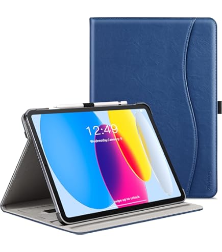 DTTO For IPad (A16) 11th Generation Case 11 Inch 2025, IPad 10th Generation Case 10.9 Inch 2022, Premium Leather Business Folio Stand Cover With Pencil Holder - Auto Wake/Sleep, Marble Pink - View #9