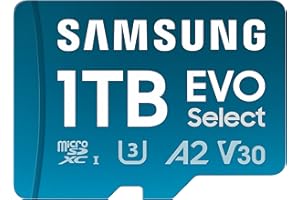 Samsung EVO Select (2024) microSD card + SD Adapter, 1 TB, UHS-I U3, 4K UHD, Full HD, 160 MB/s Read, Memory card for smartphones, tablets and laptops, MB-ME1T0SA/EU