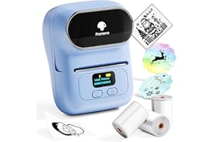 Phomemo M110 Etichettatrice Etichette Adesive Portatile Bluetooth Stampante Termica Etichette set con 3 Rotoli di Etichette per Piccole imprese,codici a barre,negozi,Compatibile con Android & iOS -Blu