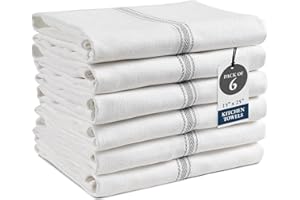 LANE LINEN Kitchen Towel Set - 100% Cotton Kitchen Towels, Reusable Dish Cloths, Grey Dish Towels for Kitchen, Soft Absorbent Tea Towels, Durable Kitchen Hand Towels, 14” x 25” Kitchen Dish Towels - 6 Pack