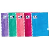 Oxford, A4 Notebooks (Folio) Grid 4x4, Softcover, 80 Sheets, Pack 5 Notebooks, Trendy Colours | Colores Tendencia