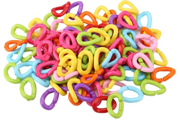 HEEPDD Jouet Perroquet, Perchoir Oiseaux C Clips Crochets 100pcs Chaîne Arc-en-Liens DIY Corde pour Cacatoès Cockatiels Conure Macaw Jeux Oiseaux Exotiques