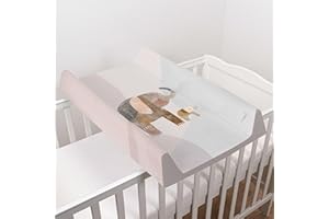 BABY COMFORT Baby Hard Base Changing Mat/Top Changer 80x50 cm fits 140x70 cm Cot Bed Unisex Wedge Anti Roll Nappy Newborn Baby Waterproof Changing Mat with Raised Edges (Elephant Family)