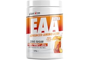 Per4m EAA Xtra/Amino Xtra | 30 Servings of Full Spectrum EAA with Proteolytic Enzymes | Vegan Friendly | Zero Sugar Amino Acid (420g, Peach Iced Tea)