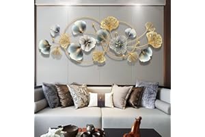 TFRYH Decorazione da Parete in Metallo per Soggiorno, Foglie di Ginkgo Accenti con Decorazione Artistica