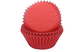 Miss Bakery's House® Pirottini in carta - standard - rosso - 75 pezzi - Ø 5 cm x 3 cm - resistenti al forno - per muffin e cupcakes - da cuocere in fornetto