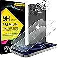 4youquality [4-in-1 Screen Protector for iPhone 12 Mini with Camera Lens Protector, Tempered Glass Film, 2-Pack Each, [LifetimeSupport][Impact-Resistant][Anti-Scratch][Ultra-Transparent]