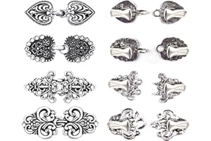 BLMHTWO 4 clip in metallo per cardigan, stile vintage, per maglioni, scialle, sciarpe, collari, camicie, per donne e ragazze, 4 stili (argento), metallo, lega di zinco
