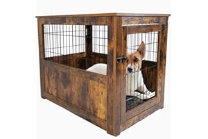 MaxxPet Hundekäfig Holz - Tierkäfig - Haustierkäfig - Gitterbox Hund - Hundebox mit 1 Tür - Moderne Hundehütte Indoor für Hunde - 89x61x72 cm - Grau