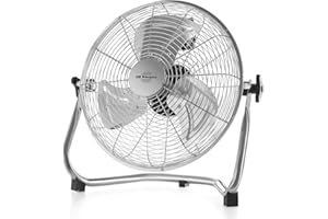 Orbegozo PW 1332, Ventilador industrial Power Fan, 3 velocidades, 45 W, 3 aspas metálicas de 30 cm, inclinación regulable, asa de transporte, rejilla de seguridad, color gris