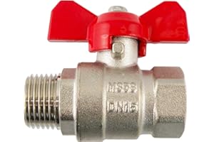 Fittingstore - Valvola a sfera 2 pezzi, con passaggio completo - filettatura interna/esterna fino a 25 bar valvola ad aria compressa (filettatura: G 1/2")