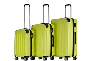 BEIBYE Zwillingsrollen Hardcase Reisekoffer Koffer Trolleys Hartschale in XL-L-M in 14 Farben (Grün, Kofferset)