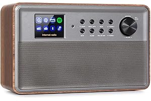 Auna Radio, DAB-Radio, DAB Plus Radio mit Bluetooth, Radio mit DAB/DAB+/FM, Küchenradio mit HCC Display, Wecker, Retro-Radio Klein, Radio mit Netzstecker, braun