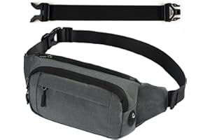 CHEPULA Sac Banane Homme Femme, Petit Sacoche Banane Étanche, Premium Nylon Unisexe Sport Fanny Pack pour Randonnée Cyclisme Balade Ville Vacances, Gris