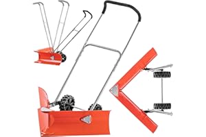 KADAX Snow Shovel with Wheels and Adjustable Handle, Heavy Duty Snow Pusher for Driveways, Sidewalks and Paths, Manual Snow Plough (77 x 21 cm)