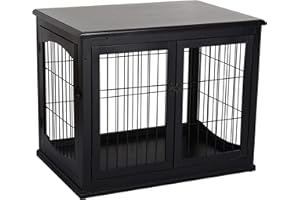 PawHut Hundekäfig für Zuhause, Hundehütte mit 2 Eingängen, Abschließbar Hundebox, Hundehaus für kleine Hunde, Schwarz, 58,5 x 81 x 66 cm