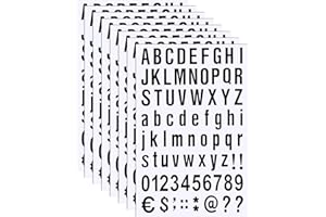 ZONON 8 Feuilles Kit de Numéros Lettres en Vinyle Auto-Adhésif, Autocollant de Numéros de Boîte aux Lettres pour Signes, Fenêtre, Porte, Voitures, Numéro d'Adresse (Noir, 1 Pouce)