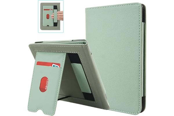 DMLuna Étui pour Kobo Clara Colour/Clara BW (2024)/Clara 2E (2022), Fonction Veille/Réveil Automatique, Support Intégré, Emplacements pour Cartes, Dragonne, Protection en PU Léger et Élégant, Agave