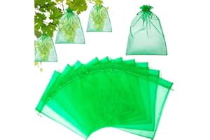 Hywean Hsafe 50PCS Bolsas para Proteger Uvas, Malla de Protección para Uvas Frutas Jardín, Bolsas Organza con Cordón contra de Insectos Avispas Pájaros y Moscas del Vinagre (Verde 30 * 40cm)