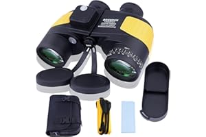 NEYLANG 10x50 Binocolo Marino per Adulti, Binocoli Militare Impermeabile con Bussola Telemetro BAK4 Prisma Lente FMC Antiappannamento per la Navigazione Birdwatching Caccia (LP0002Y)