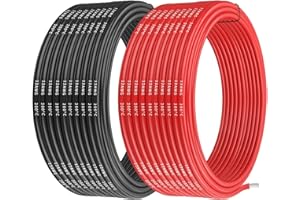 Gruiqrd 12 Gauge Silicone Wire, 12AWG Electrical Cable 32.8FT/10M [16.4FT/5m Black and 16.4FT/5m Red], Flexible 680 Strands 0.08 mm of Tinned Copper High Temperature Wire for RC Car, Marine, Airplane